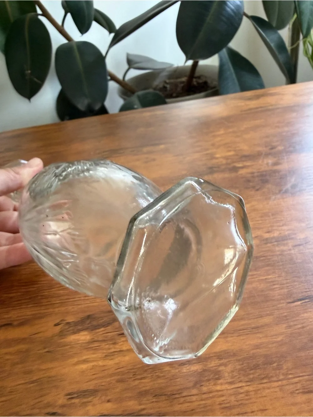 Pressed Starburst Clear Glass Bud Vase